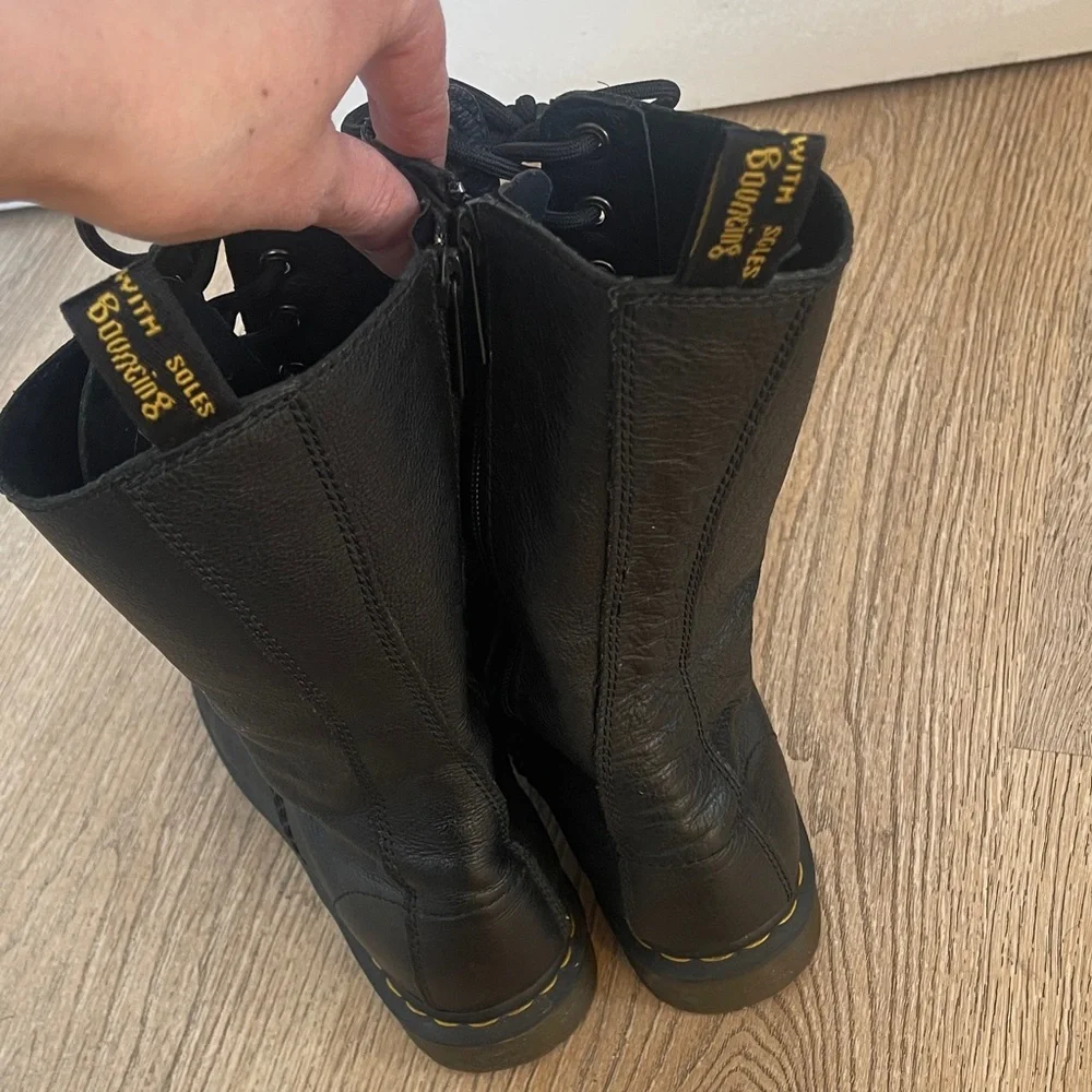 Dr. Martens Black Leather Lace-Up Combat Boots - Picture 2 of 6